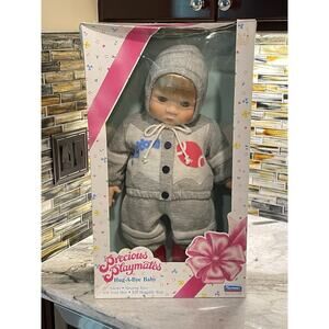 Vintage 1987 Precious Playmates Hug A Bye Boy Baby Doll Original Box 21”